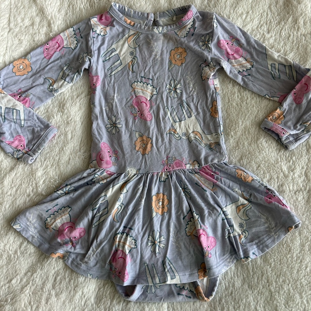 18-24 month girls Peppa Pig and Unicorn twirl dress bodysuit